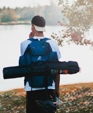 A man with a backpack