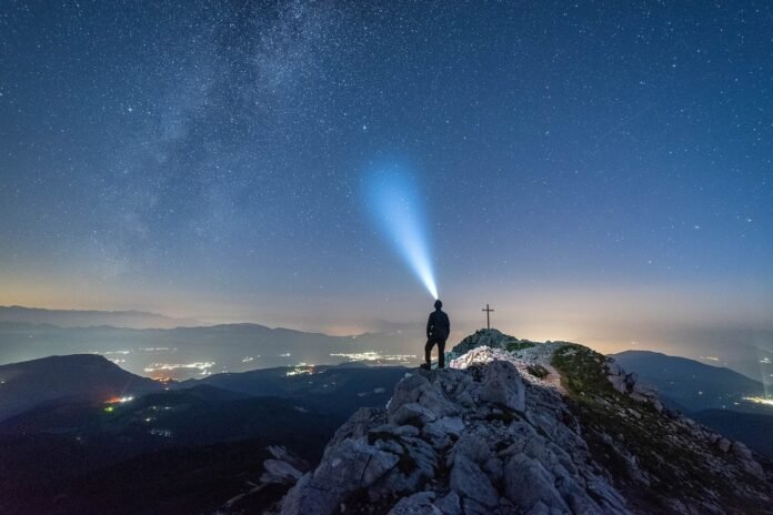 man with a headlamp