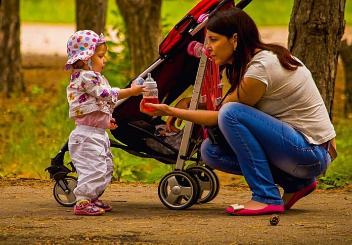 a mother with a toddler