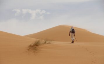 Desert Sandals traveler wearing sandals in the desert