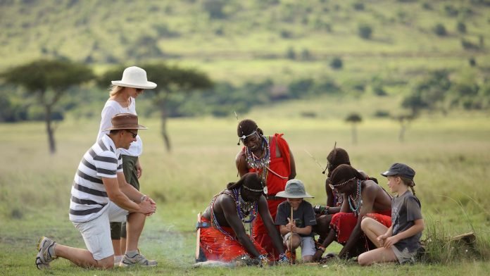 a family on a Kenya safari